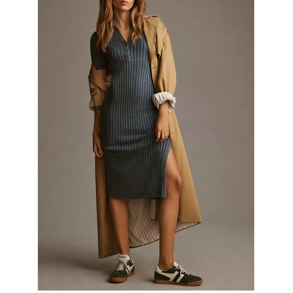 Anthropologie Daily Practice Morris Sweater Midi Dress Blue - XS
